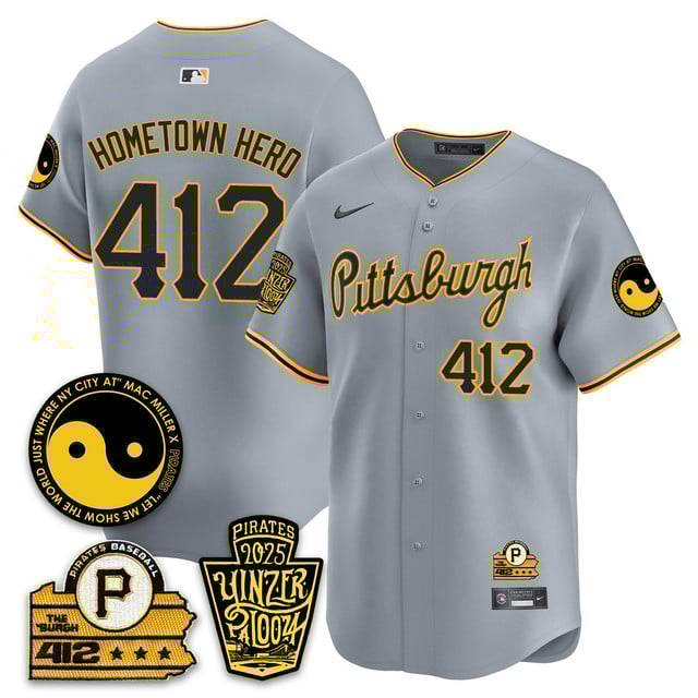 Men's Pittsburgh Pirates Yinzerpalooza 2025 Limited Jersey - All Stitched Gray #412 Hometown hero