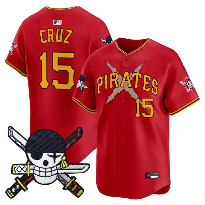 Men's Pittsburgh Pirates x One Piece Zoro Patch Vapor Premier Limited Jersey RED#15 ONEIL CRUZ