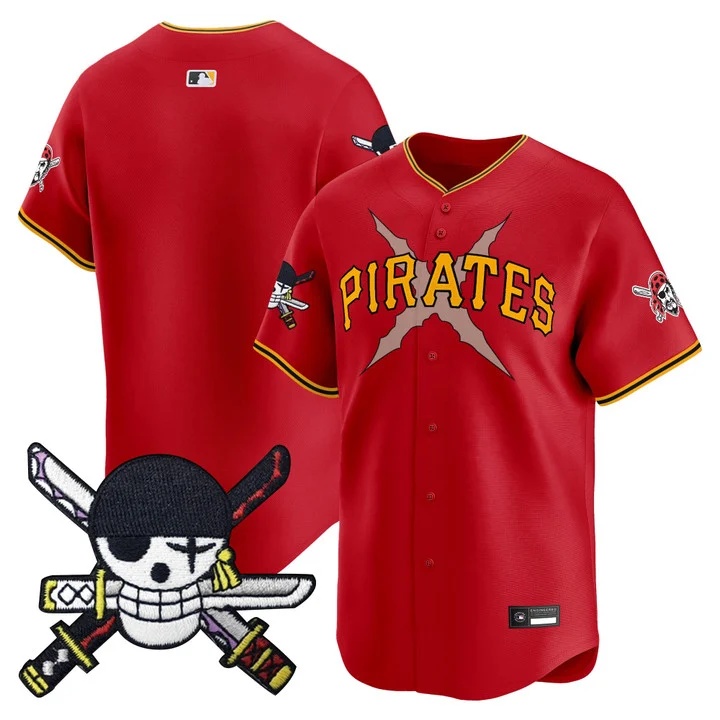 Men's Pittsburgh Pirates x One Piece Zoro Patch Vapor Premier Limited Jersey RED BLANK