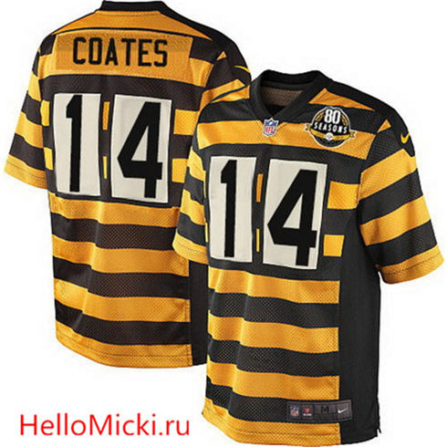 Men's Pittsburgh Steelers #14 Sammie Coates YellowBlack Bumblebee 80th Patch Nike Elite Jersey
