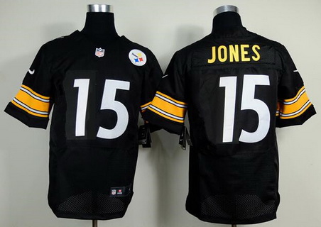 Men's Pittsburgh Steelers #15 Jacoby Jones Black Team Color NFL Nike Elite Jersey