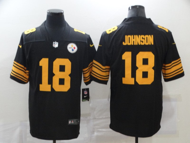 Men's Pittsburgh Steelers #18 Diontae Johnson Nike Black Vapor Untouchable Color Rush Jersey