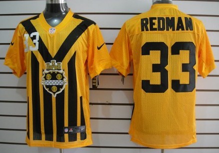 Men's Pittsburgh Steelers #33 Isaac Redman 1933 Yellow Nik Throwback Jersey