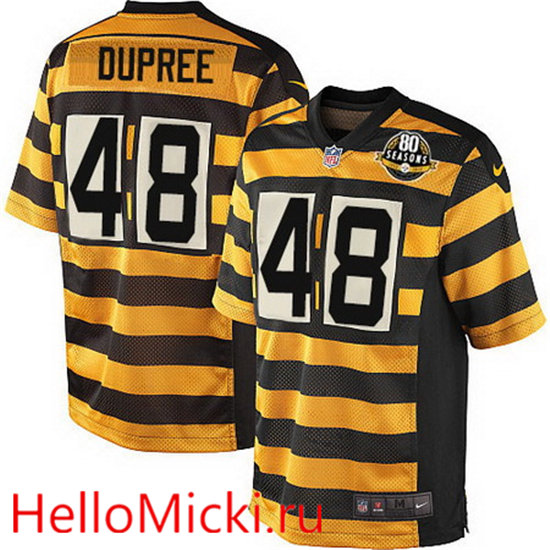 Men's Pittsburgh Steelers #48 Bud Dupree Yellow With Black Bumblebee 80th Patch Stitched NFL Nike Elite Jersey