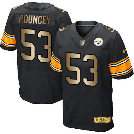 Men's Pittsburgh Steelers #53 Maurkice Pouncey Black With Gold Stitched NFL Nike Elite Jersey