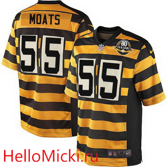 Men's Pittsburgh Steelers #55 Arthur Moats Yellow With Black Bumblebee 80th Patch Stitched NFL Nike Elite Jersey