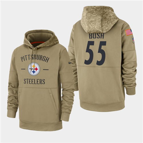 Men's Pittsburgh Steelers #55 Devin Bush 2019 Salute to Service Sideline Therma Hoodie - Tan