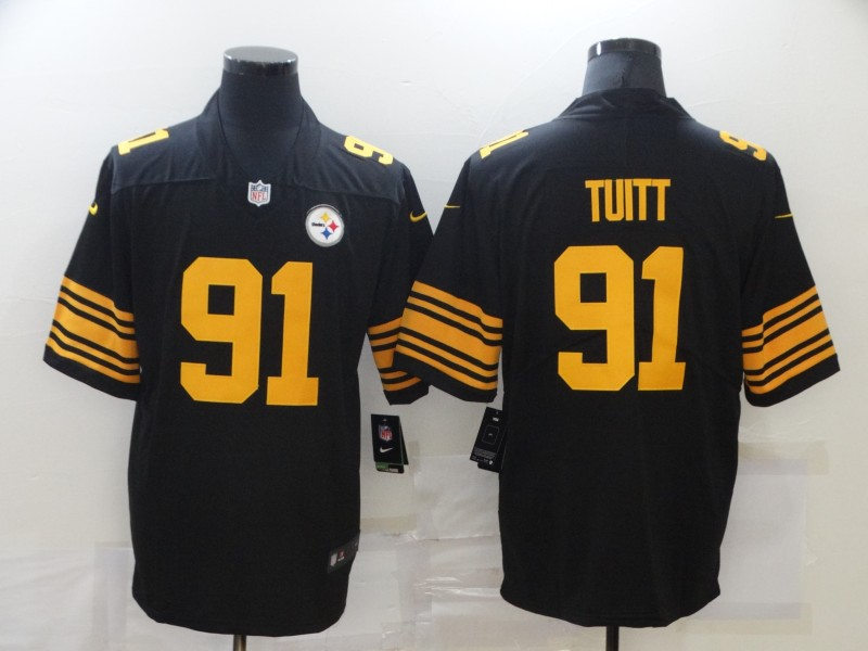 Men's Pittsburgh Steelers #55 Devin Bush Jr Nike Black Vapor Untouchable Color Rush Jerse