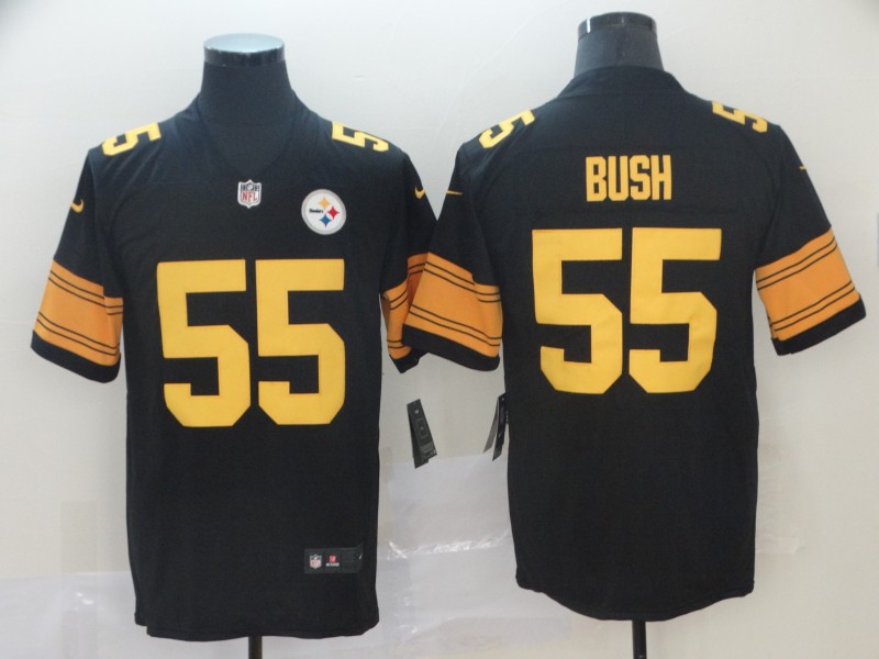 Men's Pittsburgh Steelers #55 Devin Bush Jr Nike Black Vapor Untouchable Color Rush Jersey