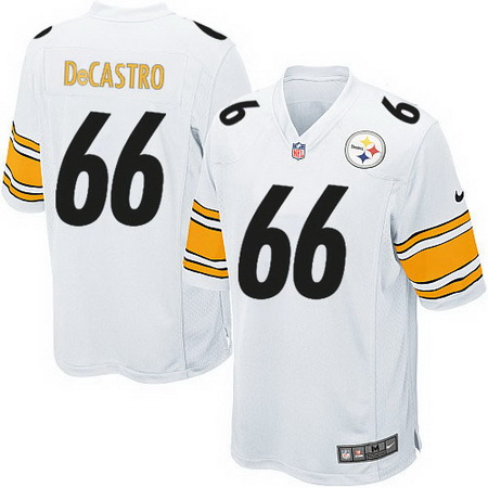 Men's Pittsburgh Steelers #66 David DeCastro White Road Stitched NFL Nike Elite Jersey