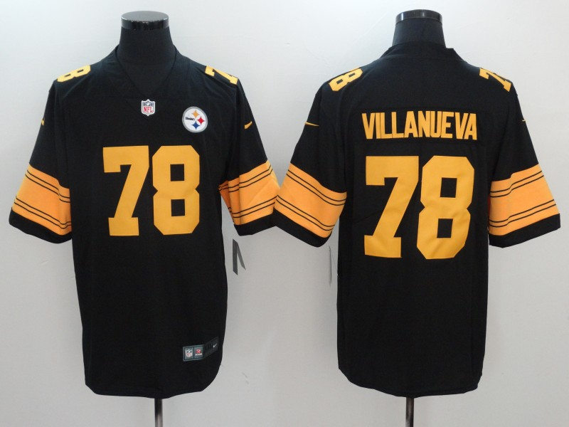 Men's Pittsburgh Steelers #78 Alejandro Villanueva Nike Black Vapor Untouchable Elite Color Rush Jersey