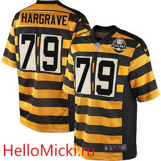 Men's Pittsburgh Steelers #79 Javon Hargrave Limited YellowBlack Alternate 80TH Anniversary Throwback NFL Jersey