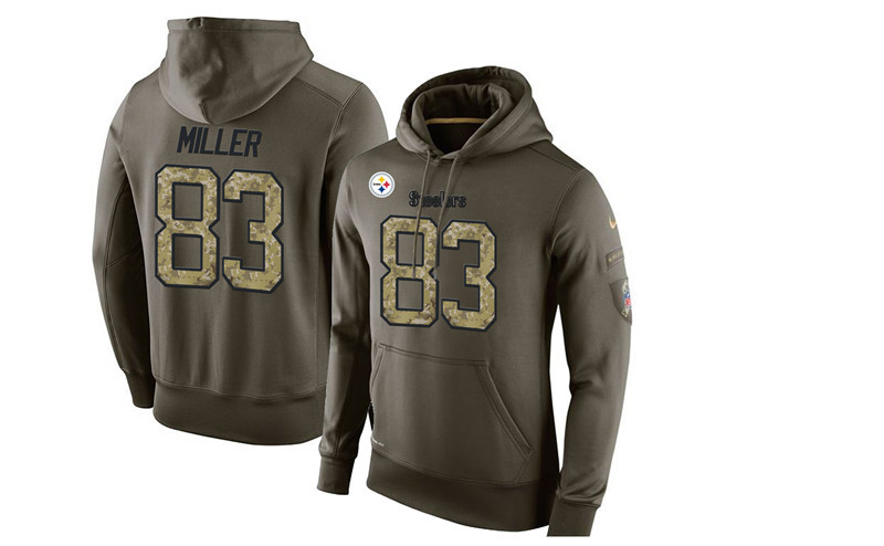 Men's Pittsburgh Steelers #83 Heath Miller Green Nike Olive Salute To Service KO Performance Limited Hoodie