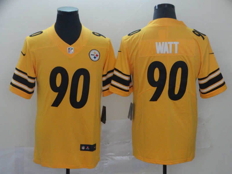 Men's Pittsburgh Steelers #90 T. J. Watt Nike Gold Inverted Limited Jersey
