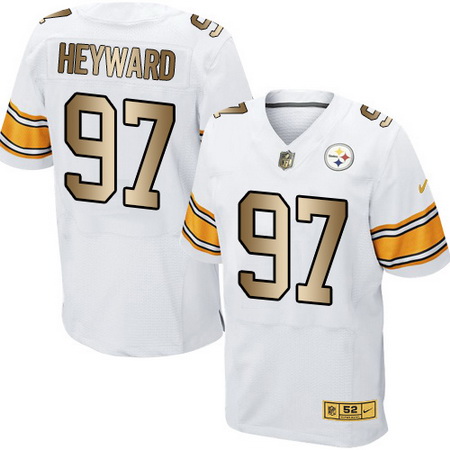 Men's Pittsburgh Steelers #97 Cameron Heyward White With Gold Stitched NFL Nike Elite Jersey