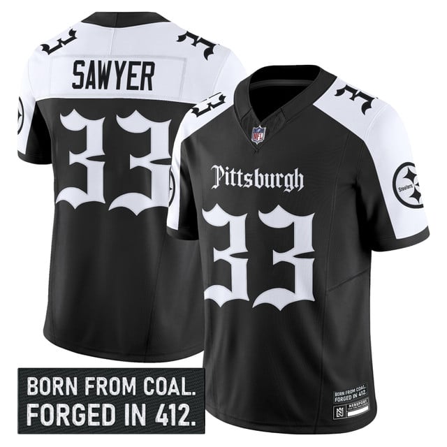 Men's Pittsburgh Steelers 'Gothic Steel City Edition' Vapor Limited Jersey - All Stitched Alternate Jack Sawyer