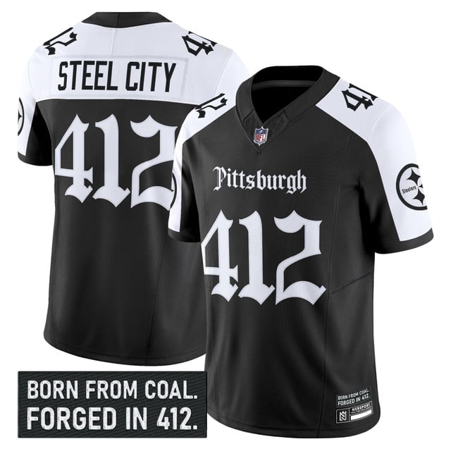 Men's Pittsburgh Steelers 'Gothic Steel City Edition' Vapor Limited Jersey - All Stitched Alternate Steel City 412