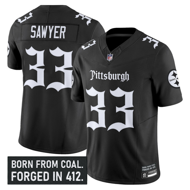 Men's Pittsburgh Steelers 'Gothic Steel City Edition' Vapor Limited Jersey - All Stitched Black Jack Sawyer