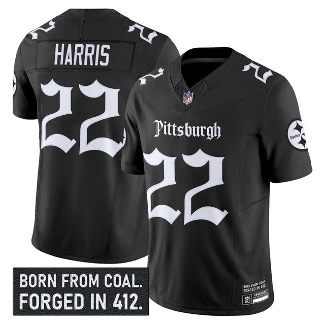 Men's Pittsburgh Steelers 'Gothic Steel City Edition' Vapor Limited Jersey - All Stitched Black T. Najee Harris