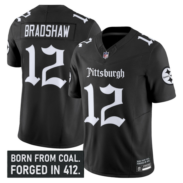 Men's Pittsburgh Steelers 'Gothic Steel City Edition' Vapor Limited Jersey - All Stitched Black T. Terry Bradshaw