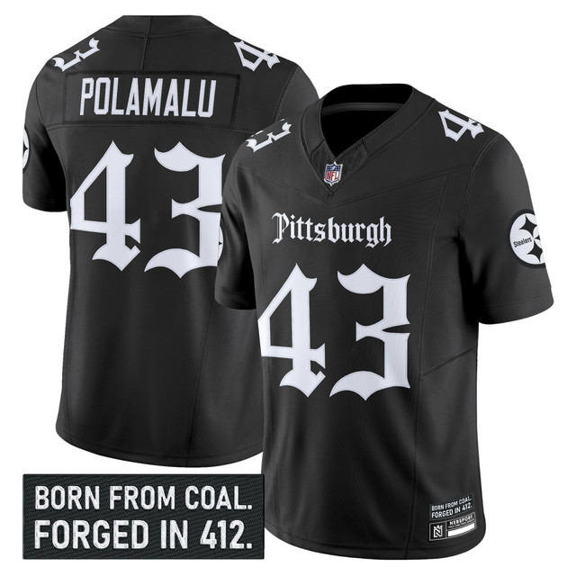 Men's Pittsburgh Steelers 'Gothic Steel City Edition' Vapor Limited Jersey - All Stitched Black T. Troy Polamalu