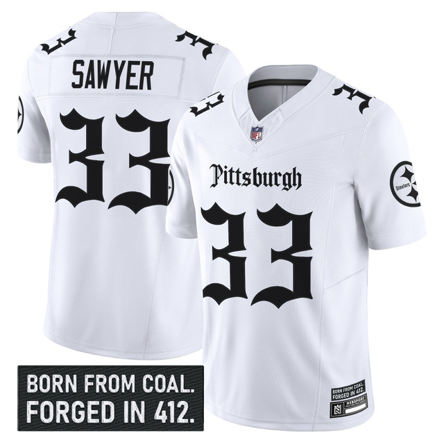 Men's Pittsburgh Steelers 'Gothic Steel City Edition' Vapor Limited Jersey - All Stitched White Jack Sawyer