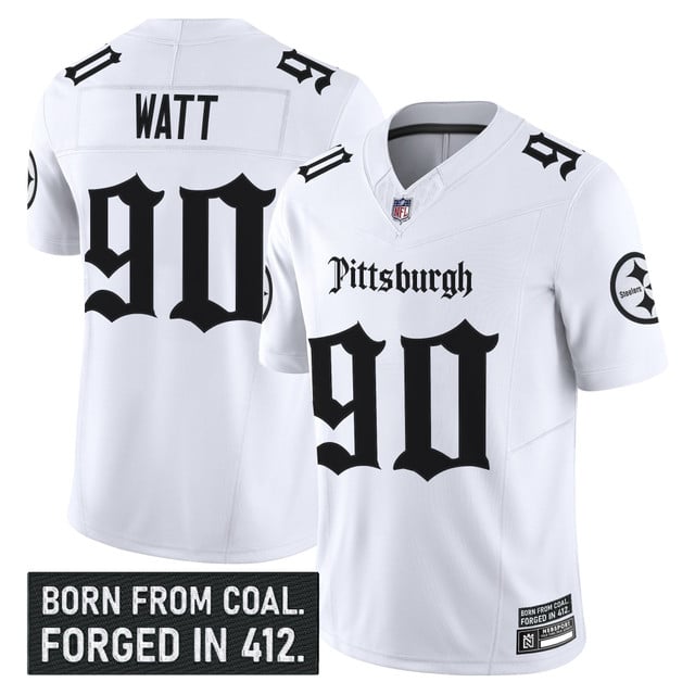 Men's Pittsburgh Steelers 'Gothic Steel City Edition' Vapor Limited Jersey - All Stitched White T. J. Watt