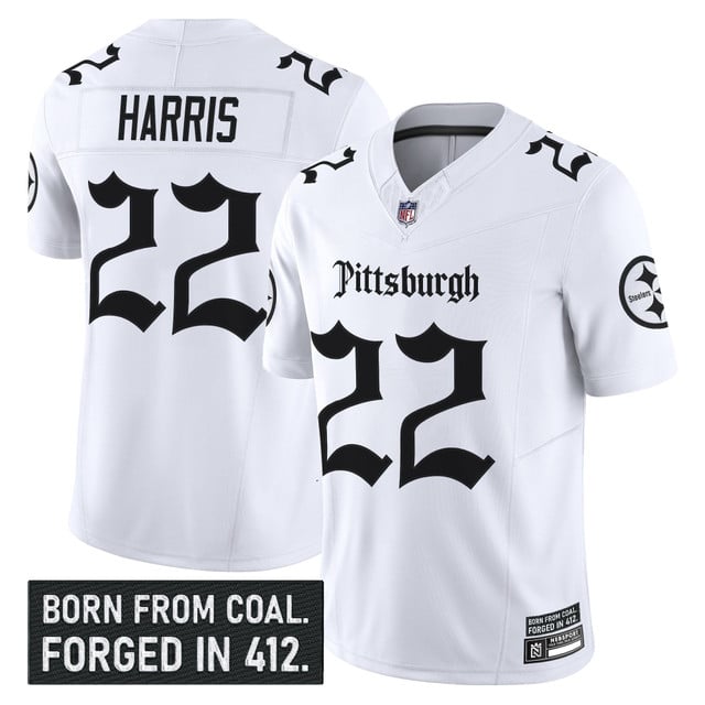 Men's Pittsburgh Steelers 'Gothic Steel City Edition' Vapor Limited Jersey - All Stitched White T. Najee Harris