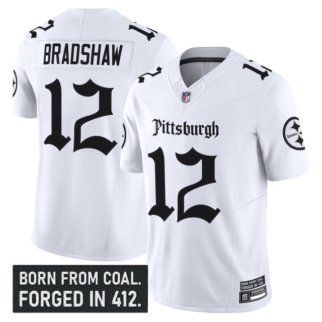 Men's Pittsburgh Steelers 'Gothic Steel City Edition' Vapor Limited Jersey - All Stitched White T. Terry Bradshaw