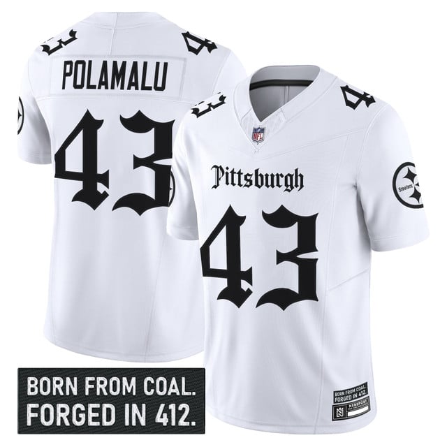Men's Pittsburgh Steelers 'Gothic Steel City Edition' Vapor Limited Jersey - All Stitched White T. Troy Polamalu