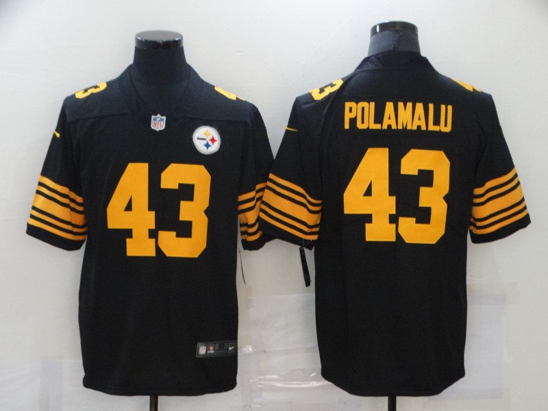 Men's Pittsburgh Steelers Retired Player #43 Troy Polamalu Nike Black Vapor Untouchable Color Rush Limited Jersey