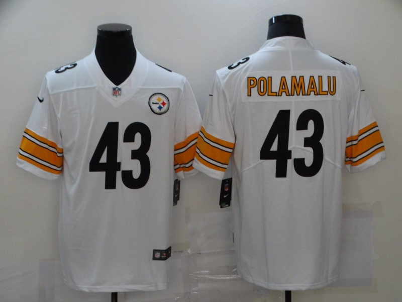 Men's Pittsburgh Steelers Retired Player #43 Troy Polamalu Nike White Limited Football Jersey
