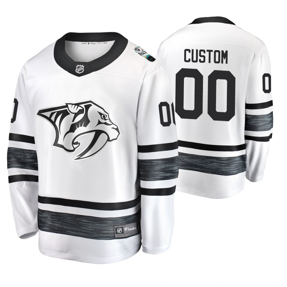 Men's Predators #00 Custom White 2019 NHL All-Star Jersey