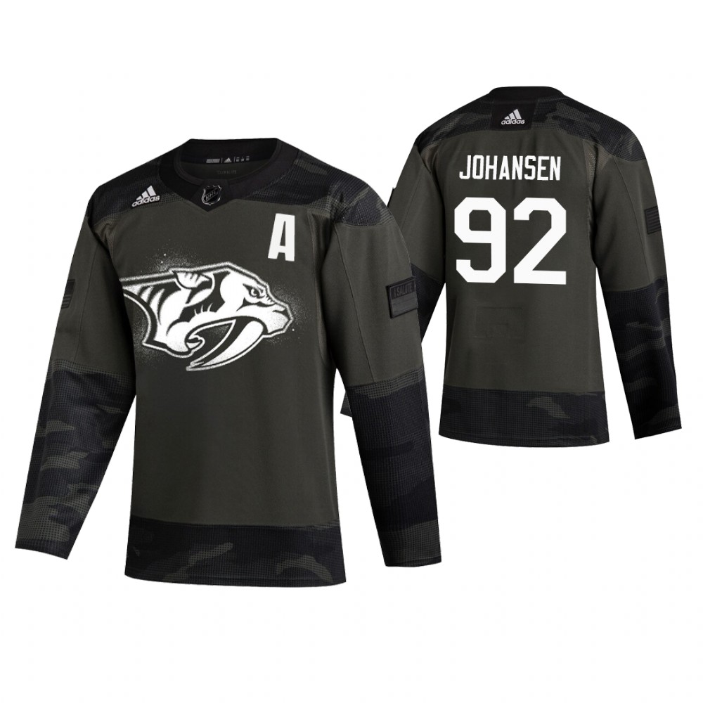 Men's Predators #92 Ryan Johansen Authentic 2019 Veterans Day Jersey Camo