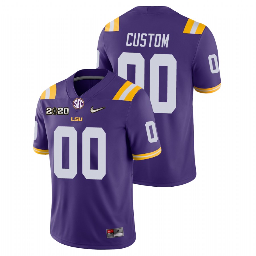Men's Purple LSU Tigers Custom College Football Game Jersey