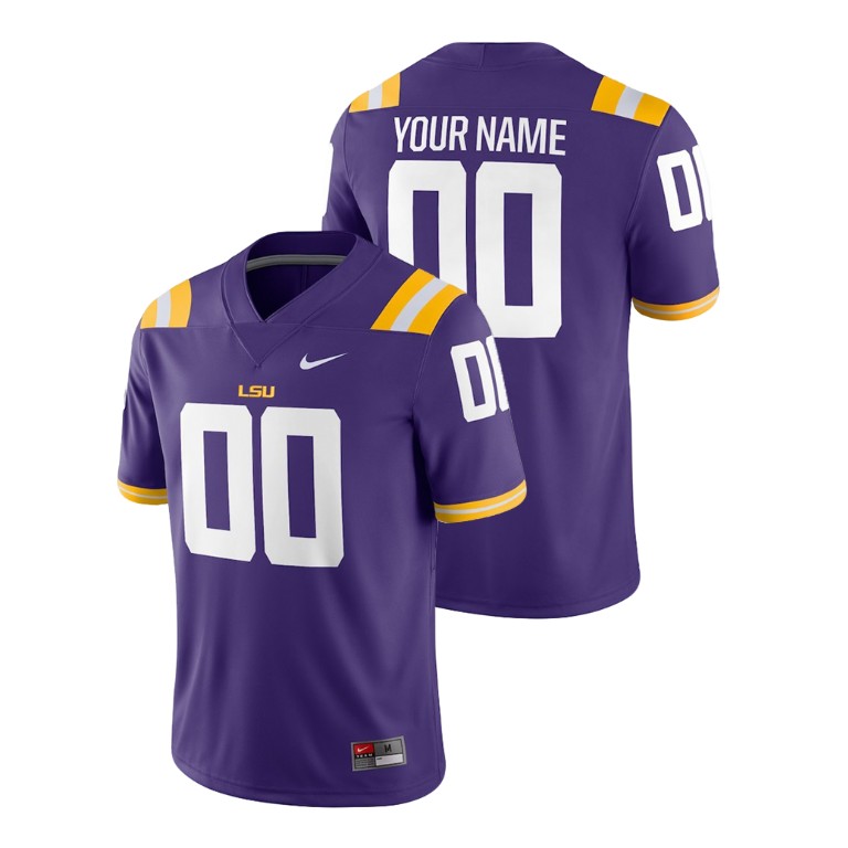 Men's Purple Nike Custom College Football LSU Tigers 2018 Game Jersey