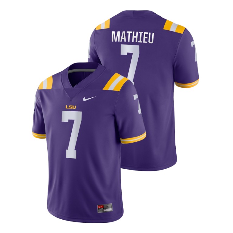 Men's Purple Nike Tyrann Mathieu Game LSU Tigers College Football Jersey