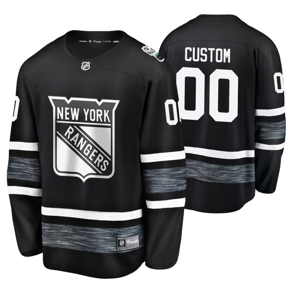 Men's Rangers #00 Custom Black 2019 NHL All-Star Jersey