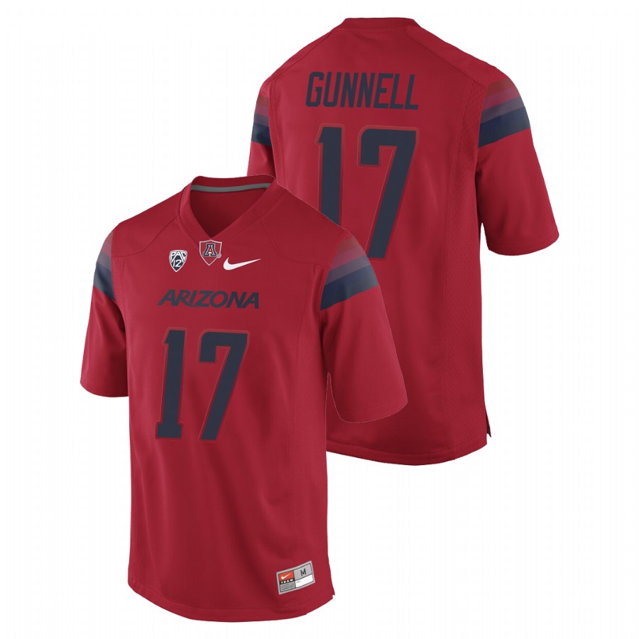 Men's Red Arizona Wildcats Grant Gunnell College Football Game Jersey