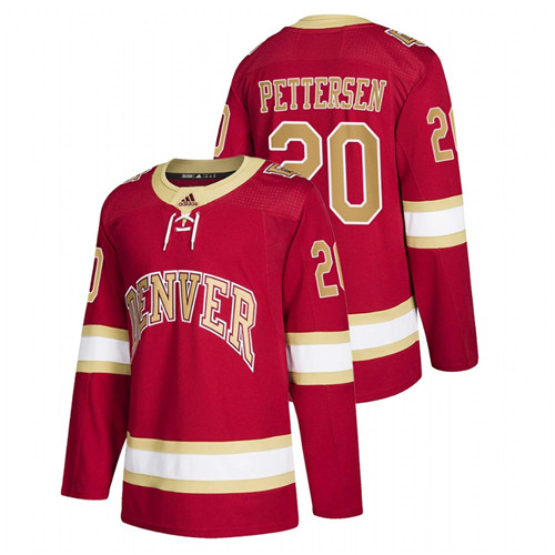 Men's Red Denver Pioneers Emilio Pettersen College Hockey Road Jersey