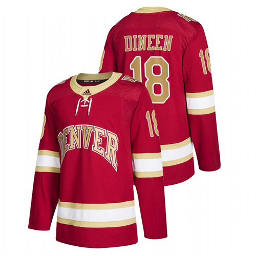 Men's Red Denver Pioneers Kevin Dineen College Hockey Road Jersey