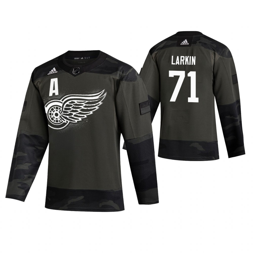 Men's Red Wings #71 Dylan Larkin Authentic 2019 Veterans Day Jersey Camo