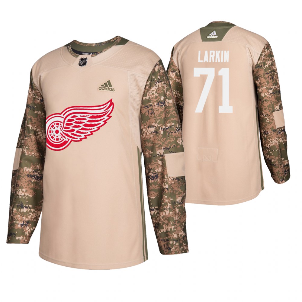 Men's Red Wings #71 Dylan Larkin Veterans Day Jersey - Camo
