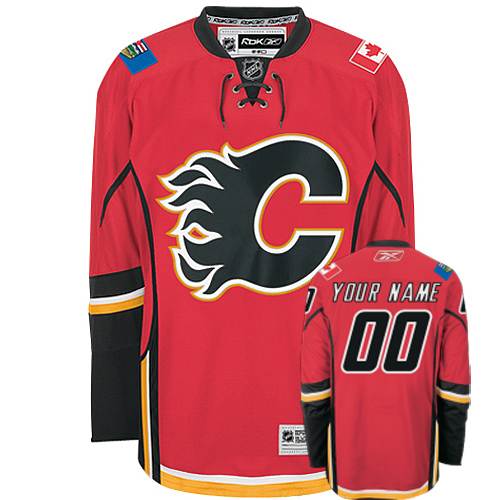 Men's Reebok Calgary Flames Customized Authentic Red Home NHL Jersey
