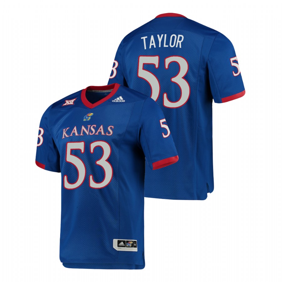 Men's Royal Kansas Jayhawks Caleb Taylor Premier Football Jersey