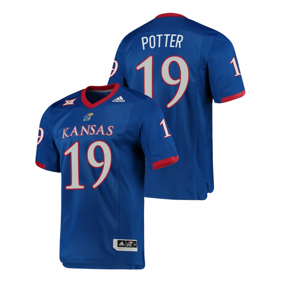 Men's Royal Kansas Jayhawks Gavin Potter Premier Football Jersey