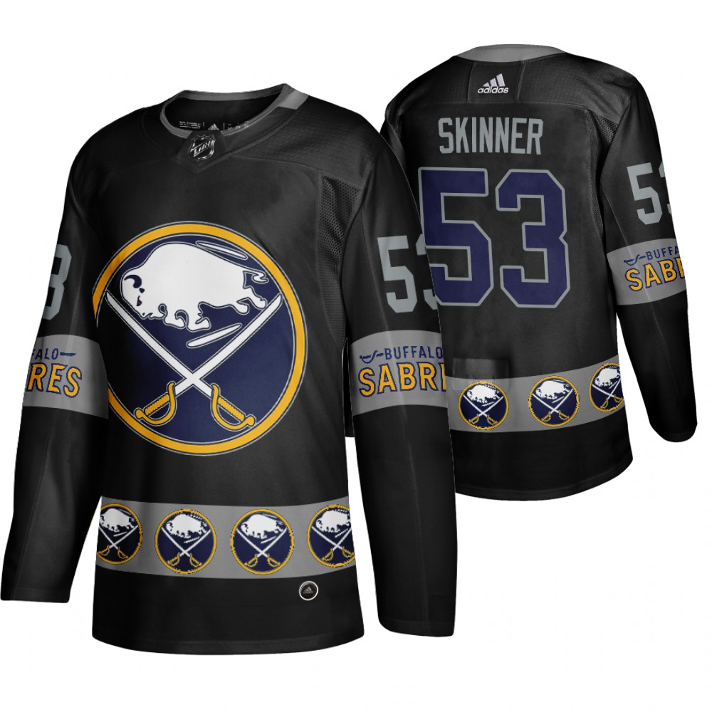 Men's Sabres #53 Jeff Skinner Logo sleeve Breakaway Jersey Black