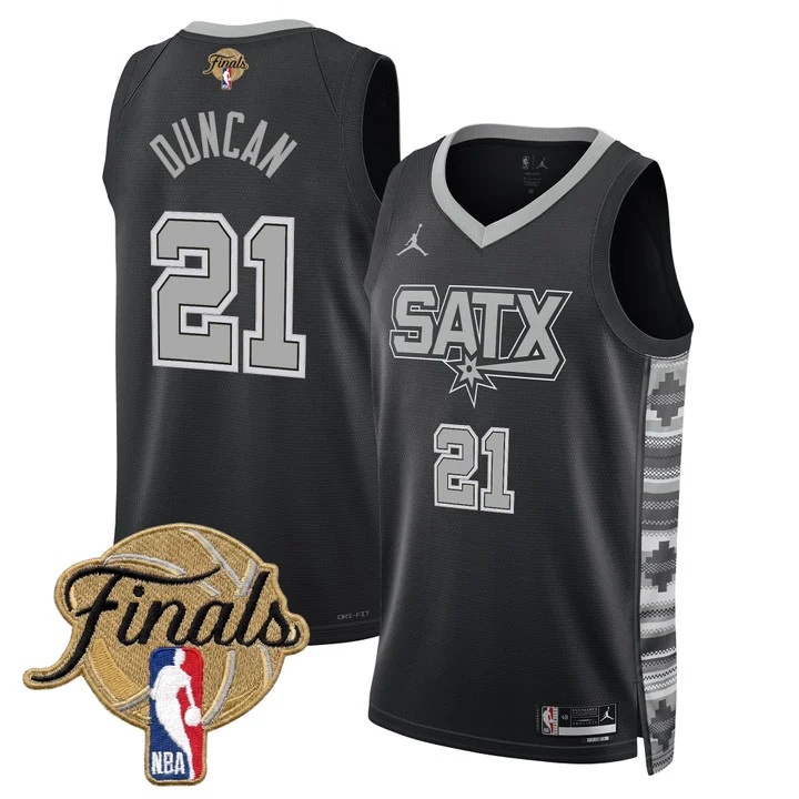 Men's San Antonio Spurs 2026 Finals Swingman Jersey BLACK #21 TIM DUNCAN