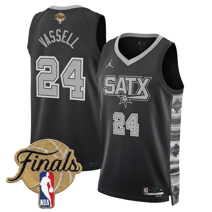 Men's San Antonio Spurs 2026 Finals Swingman Jersey BLACK #24 DEVIN VASSELL