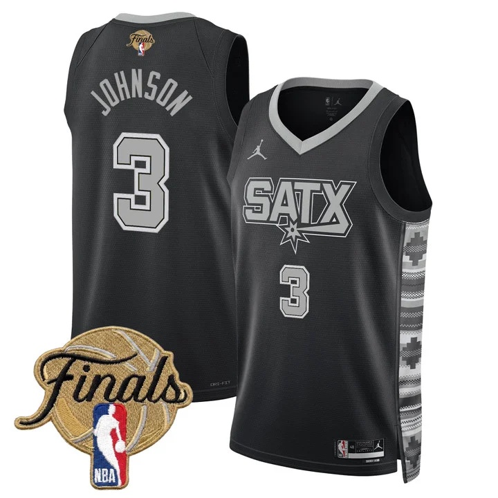 Men's San Antonio Spurs 2026 Finals Swingman Jersey BLACK #3 KELDON JOHNSON